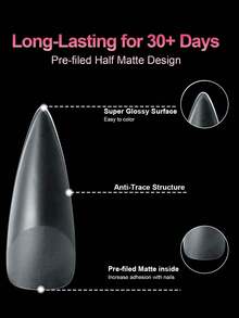 550pcs/Box Semi-Matte Nail Tips, Extra Thin Waterdrop Shaped Long Nail Tips Press On Nails - Clear - View 4