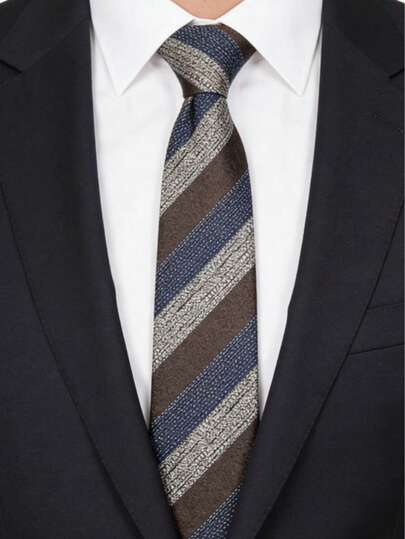 男士休闲/正式领带一条，条纹花卉图案，适合商务、面试、婚礼、派对等场合。