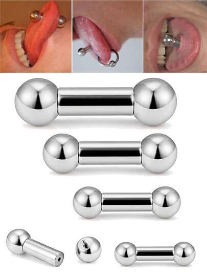 1 pieza Pendiente de acero inoxidable 316 para cartílago de oreja, trago, hélice, con peso grande, barra recta para lengua, aro para nariz de tamaño grande con rosca interna y bolas, joyería corporal de perforación, estilo punk, unisex