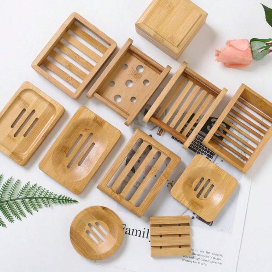 Khay đựng xà phòng bằng tre tự nhiên, hộp đựng xà phòng di động cho phòng tắm. - Màu gỗ - Xem 1