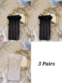 1/3 双春夏薄款过膝袜，芭蕾舞鞋款中筒袜，洛丽塔蝴蝶结袜，网眼镂空长袜，隐形袜，蕾丝边直筒袜 - 彩色 - 查看 38