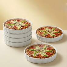 Microwave Ceramic Baking Dish, Baking Mold, Cheese Casserole Dish, Home Oven Thick Heat-Resistant Round Pizza Pan - A - View 6