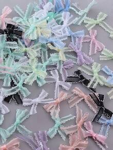 20pcs Lace Ribbon Bows, Sweet And Cute Style, Suitable For DIY Decoration, Gift Box Packaging, Hair Accessories, Clothing Decorations, Lingerie Accessories, DIY Hair Clips - View 10