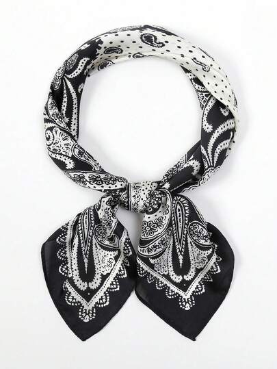 1pc Bandana Women's Geometric Print Square Scarf Silk Scarf Headscarf Bag Wrap Decorative Silk Scarf Shawl Suitable For Daily Use