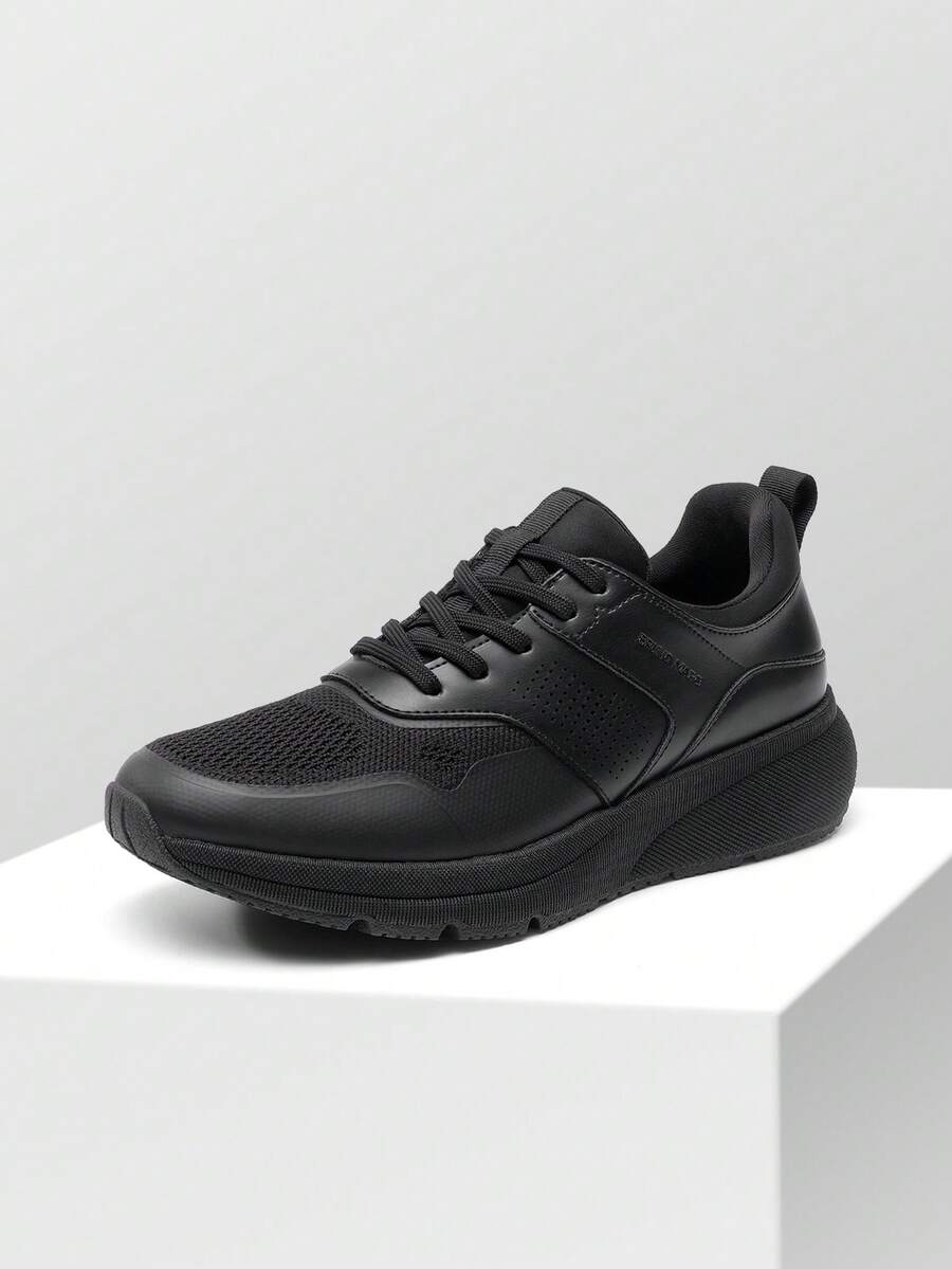 Men's Casual Dress Fashion Sneakers Cushioned Walking Non Slip Breathable All-Day Comfort Shoes - màu đen - Xem 1