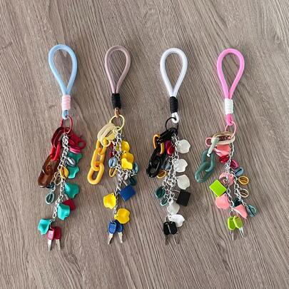 1pc Fashion Creative Lock & Key Pendant Keychain, Colorful Keyring For Women Handbag Charm, Car Key Accessories