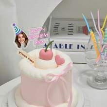 1pc Customizable Acrylic Cake Topper With Photo And Name, No Power Needed, Exquisite And Romantic, Suitable For Birthday Party, Christmas Decor, Housewarming, Fashionable Design - Multicolor - View 4