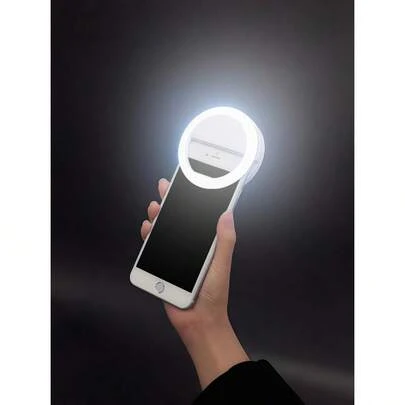 Fill lights 1pc White/Pink/Blue/Black Portable LED Selfie Ring Light, USB Rechargeable, 3 Lighting Modes, Portable Lighting, Christmas Decor, Beauty Enhancing Ring Light, Live Streaming Clip Lamp For Live Broadcast, Video Conference Lighting, Photography, Exquisite Gift, Suitable For Manicure, Eyelash Extension, Tattoo And Skincare, Touch Button Control, Desktop Beauty Fill Light, Room Decor, Christmas Decoration, 150mAh Battery