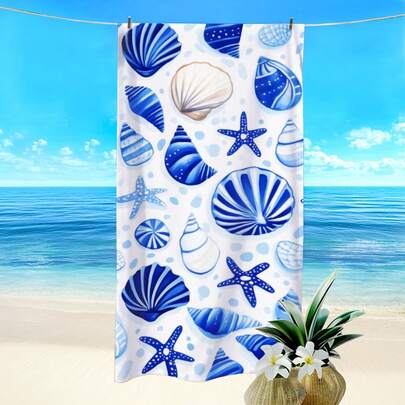1 chiếc khăn tắm biển in hình sao biển và sinh vật biển, siêu thấm hút, nhanh khô, thích hợp cho bơi lội, cắm trại ngoài trời, du lịch, vật dụng cần thiết cho bãi biển (kích thước rất nhỏ 40*80CM)
