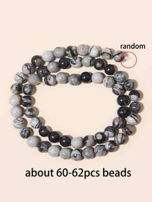 Đá tự nhiên 4 6 8 10mm, đá mạng nhện đen, đá quý tròn, đá rời, hạt đá năng lượng chữa bệnh, hạt đá nhẵn mịn để tự làm vòng tay, vòng cổ, bông tai, trang sức. - Đen và trắng - Xem 14