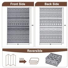 Alfombra moderna abstracta para exteriores, impermeable, plegable, de paja de plástico, de doble cara, para habitaciones de invitados, decoración de jardín, plegable y portátil para picnics, caravanas, balcones, terrazas, playas y patios. - blanco grisáceo - Ver 7