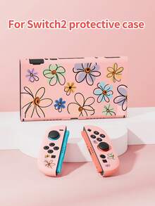 精致花卉线条图案 Switch/Switch 2 保护壳/透明闪光保护套，兼容新款 Switch 2 (2025)/Switch NS/Switch OLED/Lite，适用于 Switch 主机配件，家庭装，收纳袋，Switch 保护壳，送给 Switch 玩家的最佳礼物 - 彩色 - 查看 9
