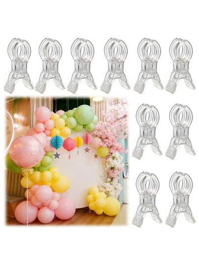 5个/套 加厚透明塑料弹簧夹，大号气球拱门夹，多用途气球拱门夹，适用于背景固定，坚固耐用的工艺夹，适用于生日派对装饰，可用于气球拱门套装、生日装饰、工艺品、木工、摄影工作室、工艺用品，1个