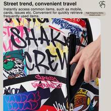 1pc Graffiti Ground Pattern Backpack With Plaid Design, New Lightweight Printed Backpack, Fashionable Commuter Bag, Large Capacity Travel Bag, Adjustable Shoulder Strap, Suitable For Teenagers, Back To School, Valentine's Day Gift, Gift For Friends, Gift For Men, Fun Gift - 灰色 - 查看 8