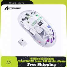 ATTACK SHARK A2 Transparent RGB Wireless Mouse With Battery Level Display 16 Million RGB Lighting, 5 Levels Adjustable DPI, PixArt PAW3212 Sensor, 5 Million Clicks - View 1
