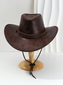 1 chiếc mũ cao bồi miền Tây cổ điển, kiểu dáng cũ kỹ, mũ da rộng vành che nắng unisex, thích hợp cho lễ hội âm nhạc, chụp ảnh, chống gió. - Nhiều màu - Xem 13