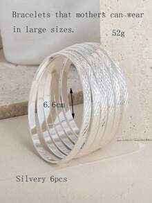 6 件套独特雕花手镯，简约优雅设计，百搭叠戴 - 彩色 - 查看 24