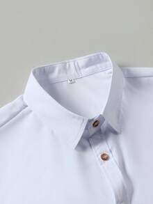 Men's Solid Color Business Casual Short Sleeve Shirt - White - View 3