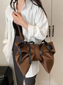 Large Capacity Bowknot Crossbody Bag For Daily Use - Coffee - View 5