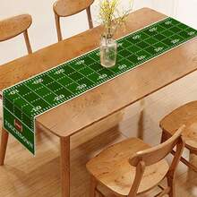 1pc Polyester Football Field Table Runner, American Football Sports Theme Decoration For Boys Birthday Party, Kitchen, Dining Room, Home Decor - Green - View 4