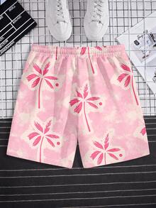 Men's Casual Palm Tree Print Beach Shorts - Multicolor - View 6