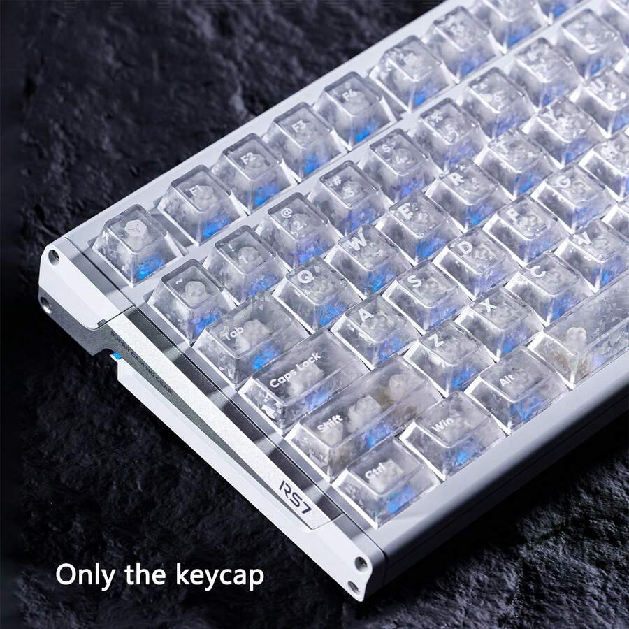 PBT Cherry Profile Keycap Set, Carbon Fiber Texture, Non-Transparent Characters & Shine-Through Backlit, For Mechanical Keyboards With Cherry MX Switches, 6.25U Spacebar, Keycaps Only, Gaming & Office Use