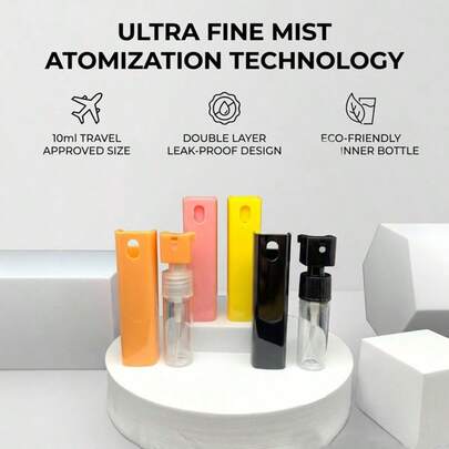 4 piezas de 10ml Botellas atomizadoras de perfume recargables para viaje, mini contenedores portátiles para muestras de perfume