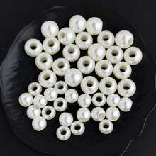 1 Pack Faux Pearl Beads For DIY Jewelry Making, Large Hole Plastic Acrylic Spacer Beads For Jewelry Crafting - White - View 4