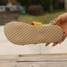Dép vải lanh nữ, kiểu đan rơm, gót cao 1.5cm, chống trơn trượt, chống mài mòn, kiểu dáng thường ngày, thích hợp đi nghỉ mát, đi biển, mùa hè, dép đế bằng. - trái cam - Xem 6