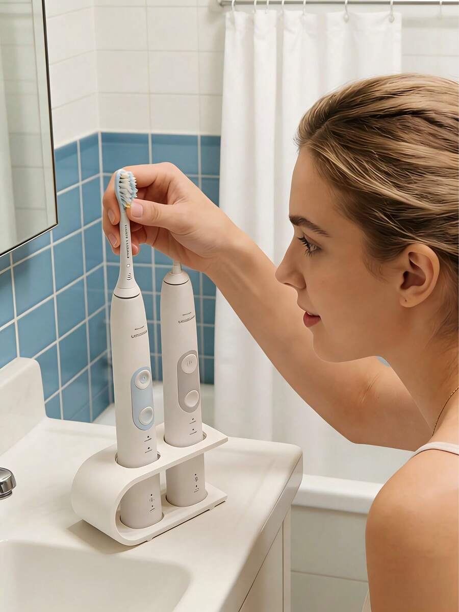 Universal Electric Toothbrush Holder | Modern Resin/Plastic Stand, Breathable And Easy To Dry, Vertical Storage Saves Space. - Multicolor - View 1
