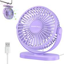 Sweetfull 1pc Portable Desktop Fan, USB Powered/With Hook/360° Rotation, Multifunctional Fan/Quiet Fan/Small Table Fan, Suitable For Bedroom, Kitchen, Office, USB Powered For Summer Cooling, Essential Item For Vacation And Travel - Multicolor - View 17