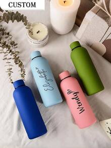 1件客製化雙層不鏽鋼咖啡杯/蘇打水瓶，運動保溫旅行杯，500ml/17oz 個性化姓名杯，多色可選，適合開學、節日與生日禮物 - 彩色 - 查看 4