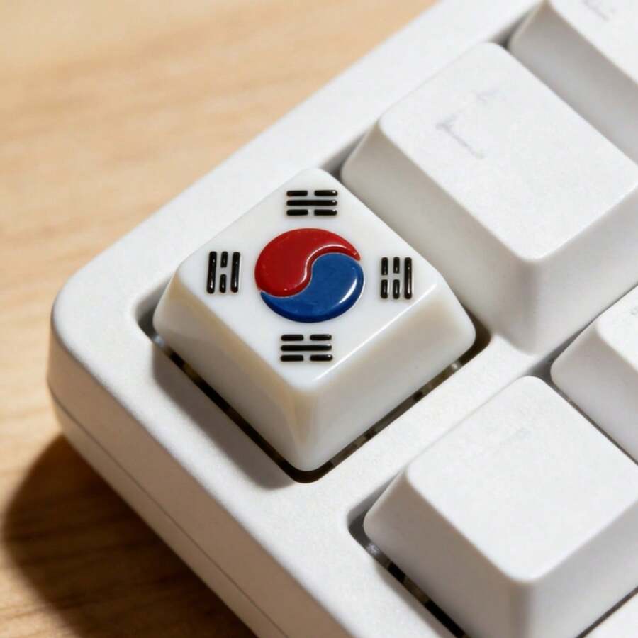 1pc 3D Personalized Korean Flag Keycaps, Resin Keyboard Caps Featuring The Flag Design, Single DIY Three-Dimensional Mechanical Cross-Axis Keycaps