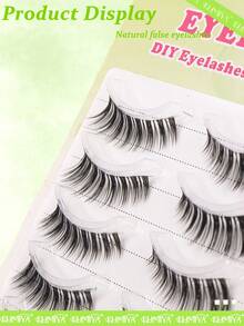 5对分层透明茎轻盈欧美风分段式假睫毛，柔软舒适持久卷翘 - 黑色 - 查看 4