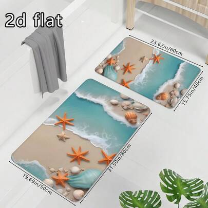 1 adet Yaz Temalı, Neşeli Yaz Havası Veren Deniz Yıldızı, Kabuk ve Plaj Baskılı Banyo Paspası, Yumuşak, Kaymaz, Emici, Yıkanabilir Mutfak Paspası, Günlük Ev Kullanımı İçin Eğlenceli ve Sıcak Kapı Paspası, Oturma Odası, Yatak Odası, Mutfak, Çamaşır Odası, Banyo İçin Dikdörtgen, Kısa Tüylü Halı