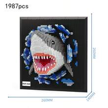 像素鲨鱼摆件，房间装饰，桌面摆件，减压玩具，适合万圣节、生日、圣诞节、毕业典礼、送给朋友、情侣、新年、婚礼、复活节的礼物 - 彩色 - 查看 8