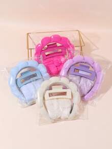 4pcs/Set Dopamine Design Sponge Hair Band, Bracelet, Large Hair Clip Gift Set, Suitable For Spring/Summer Party And Daily Use - Multicolor - View 4
