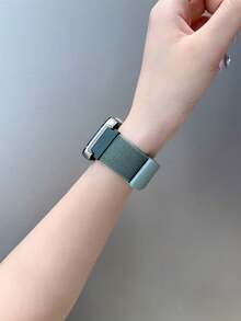 1条弹性编织磁吸表带，适用于华为Watch Fit 1/Fit 2/Fit 3/Fit 4/4Pro智能手表表带 - 松針綠 - 查看 4