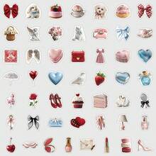 50张创意美学系列卡通涂鸦贴纸，适用于DIY手册、行李箱、头盔、桌面、马克杯、笔记本等。 - 方形 - 查看 3