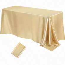 1pc Reusable Satin Tablecloth, Smooth & Soft Tablecloth Suitable For Wedding Banquet, Dinner, Holiday Party, Outdoor Event, Restaurant Table Decor, Multiple Sizes Available - Champagne - View 24