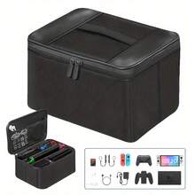 1pc Switch Game Console Protective Case With Strap And Tablet Pocket, Suitable For Switch/OLED Models, Designed For Gamers, Students, Travelers, And Families, Hard Shell Anti-Fall And Shock Protection, Adjustable Strap For Hands-Free Carrying, Built-In Tablet Pocket To Prevent Screen Scratches, Precise Cutouts - View 3