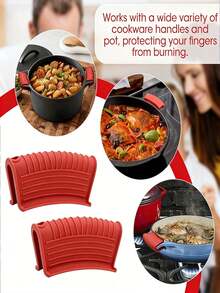 Silicone Handle Holder For Hot Pots, Lid Cover For Frying Pan Handle, Non-Slip For Cast Iron Frying Pans, Suitable For Enamel Skillets And Cookware (Set Of 4) - View 3