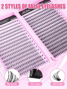 MEM 640pcs Eyelash Extension Kit, DIY Eyelash Extension Set, D-Curl Individual Eyelash Cluster Kit With Adhesive, Sealant And Eyelash Curler Tool, Suitable For Daily Use, Beginner Friendly, Great For Weddings, Dates, Parties, Holidays, Perfect For Christmas/Halloween/Gift Eyelash Set - màu đen - Xem 8