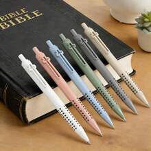 6 Pack Bible Journaling Gel Pens, 0.7mm Black Ink Retractable With Clip,Smooth Writing, Christian Gifts Men Women, Religious School & Office Supplies(Morandi) - Macaron-black Ink - View 6