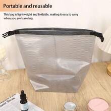 1PC Waterproof Travel Toiletry Bag, Makeup Organizer & Storage Pouch - Clear EVA Material, Large Opening, Portable Handle For Travel, Gym, Swimming, Daily Use - Xám - Xem 4
