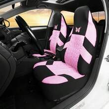 1pc/2pcs All-Season Car Seat Cover, Fabric Thin Anti-Dirty Cushion Cover, Breathable Elastic Mesh Seat Cover, Tire Embossed Butterfly Print Seat Cover (Lightweight Sheer Fabric, Not Fleece Lined) - Head - View 1