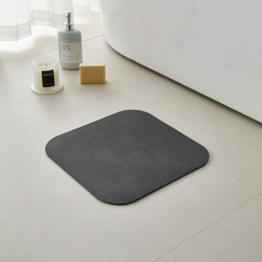 Tapete de baño pequeño de secado rápido antideslizante lavable delgada absorbente se adapta a la puerta ideal para baño ducha o fregadero 12 x 12 pulgadas color gris oscuro - como en la foto - Ver 1