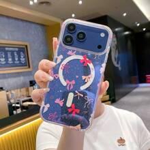 Pink Bow Transparent Glitter Phone Case Compatible With IPhone 17, 17 Pro, 17 Air, 17 Pro Max, Suitable Compatible With Apple 16 Pro Max/15/14/13 Pro Max, Pattern Won't Fade, Protective Phone Case - Pink Bow - View 11