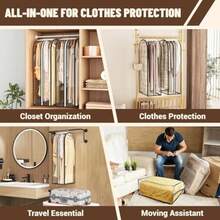 Garment Bags for Hanging Clothes 40" Long Ultra Clear Suit Bags for Closet Storage Moving Organization Travel Covers with 10" Gussets for Coat Dress Shirt and Sweater - 2 PCS - Paquete de 2 Crystal Clear - Ver 6