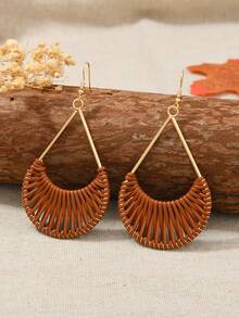 新款手工编织水滴耳环，蓝色波西米亚风百搭度假耳环，低过敏性，送给她的礼物 - 海濱藍 - 查看 5